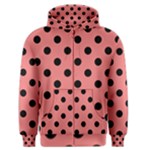 Polka Dots - Black on Coral Pink Men s Zipper Hoodie