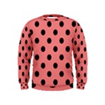 Polka Dots - Black on Coral Pink Kid s Sweatshirt