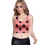 Polka Dots - Black on Coral Pink Racer Back Crop Top