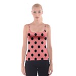 Polka Dots - Black on Coral Pink Spaghetti Strap Top