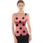 Polka Dots - Black on Coral Pink Tank Top