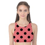 Polka Dots - Black on Coral Pink Tank Bikini Top