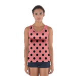 Polka Dots - Black on Coral Pink Women s Sport Tank Top