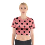 Polka Dots - Black on Coral Pink Cotton Crop Top