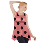 Polka Dots - Black on Coral Pink Side Drop Tank Tunic