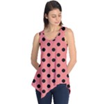 Polka Dots - Black on Coral Pink Sleeveless Tunic