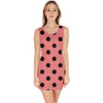 Polka Dots - Black on Coral Pink Bodycon Dress