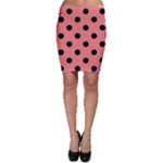 Polka Dots - Black on Coral Pink Bodycon Skirt