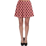 Polka Dots - Black on Coral Pink Skater Skirt