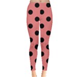 Polka Dots - Black on Coral Pink Women s Leggings