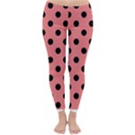 Polka Dots - Black on Coral Pink Winter Leggings