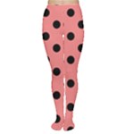 Polka Dots - Black on Coral Pink Women s Tights