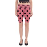 Polka Dots - Black on Coral Pink Yoga Cropped Leggings