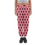 Polka Dots - Black on Coral Pink Women s Jogger Sweatpants