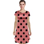 Polka Dots - Black on Coral Pink Cap Sleeve Nightdress