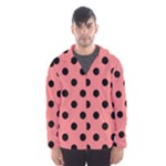 Polka Dots - Black on Coral Pink Hooded Wind Breaker (Men)