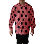 Polka Dots - Black on Coral Pink Hooded Wind Breaker (Kids)