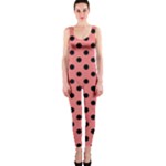 Polka Dots - Black on Coral Pink OnePiece Catsuit