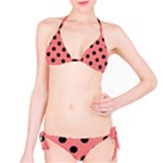 Polka Dots - Black on Coral Pink Bikini Set