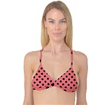 Polka Dots - Black on Coral Pink Reversible Tri Bikini Top