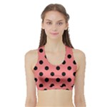 Polka Dots - Black on Coral Pink Women s Sports Bra with Border