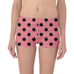 Polka Dots - Black on Coral Pink Boyleg Bikini Bottoms