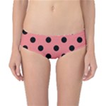 Polka Dots - Black on Coral Pink Classic Bikini Bottoms