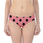 Polka Dots - Black on Coral Pink Hipster Bikini Bottoms