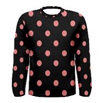 Polka Dots - Coral Pink on Black Men s Long Sleeve T-shirt