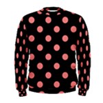 Polka Dots - Coral Pink on Black Men s Sweatshirt