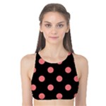 Polka Dots - Coral Pink on Black Tank Bikini Top