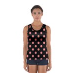 Polka Dots - Coral Pink on Black Women s Sport Tank Top