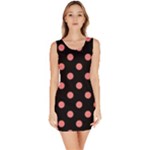 Polka Dots - Coral Pink on Black Bodycon Dress