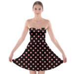 Polka Dots - Coral Pink on Black Strapless Bra Top Dress