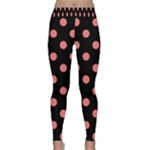 Polka Dots - Coral Pink on Black Yoga Leggings