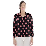 Polka Dots - Coral Pink on Black Wind Breaker (Women)