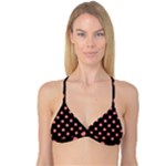 Polka Dots - Coral Pink on Black Reversible Tri Bikini Top