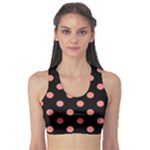 Polka Dots - Coral Pink on Black Women s Sports Bra