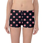 Polka Dots - Coral Pink on Black Reversible Boyleg Bikini Bottoms