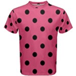 Polka Dots - Black on Dark Pink Men s Cotton Tee