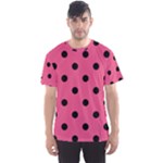 Polka Dots - Black on Dark Pink Men s Sport Mesh Tee