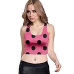 Polka Dots - Black on Dark Pink Racer Back Crop Top