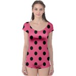 Polka Dots - Black on Dark Pink Boyleg Leotard (Ladies)