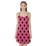 Polka Dots - Black on Dark Pink Satin Night Slip