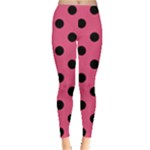 Polka Dots - Black on Dark Pink Women s Leggings