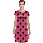 Polka Dots - Black on Dark Pink Cap Sleeve Nightdress