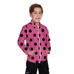 Polka Dots - Black on Dark Pink Wind Breaker (Kids)