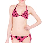 Polka Dots - Black on Dark Pink Bikini Set