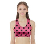 Polka Dots - Black on Dark Pink Women s Sports Bra with Border