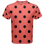 Polka Dots - Black on Pastel Red Men s Cotton Tee